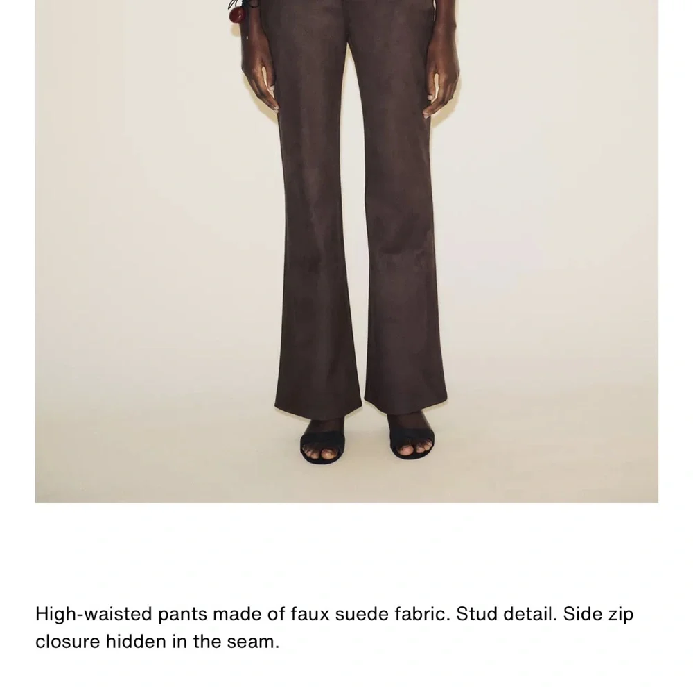 Zara NWT brown studded faux suede embellished pants